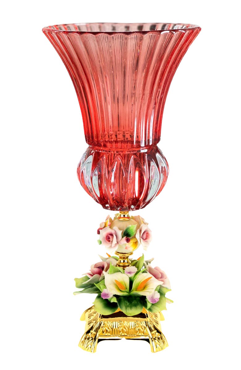Mark Roberts Classic Pedestal Rose Vase, Main, color, Ruby