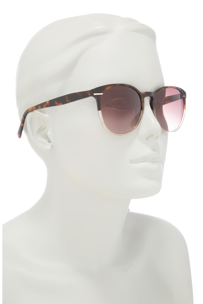 55mm Full Rim Round Sunglasses, Alternate, color, BROWN