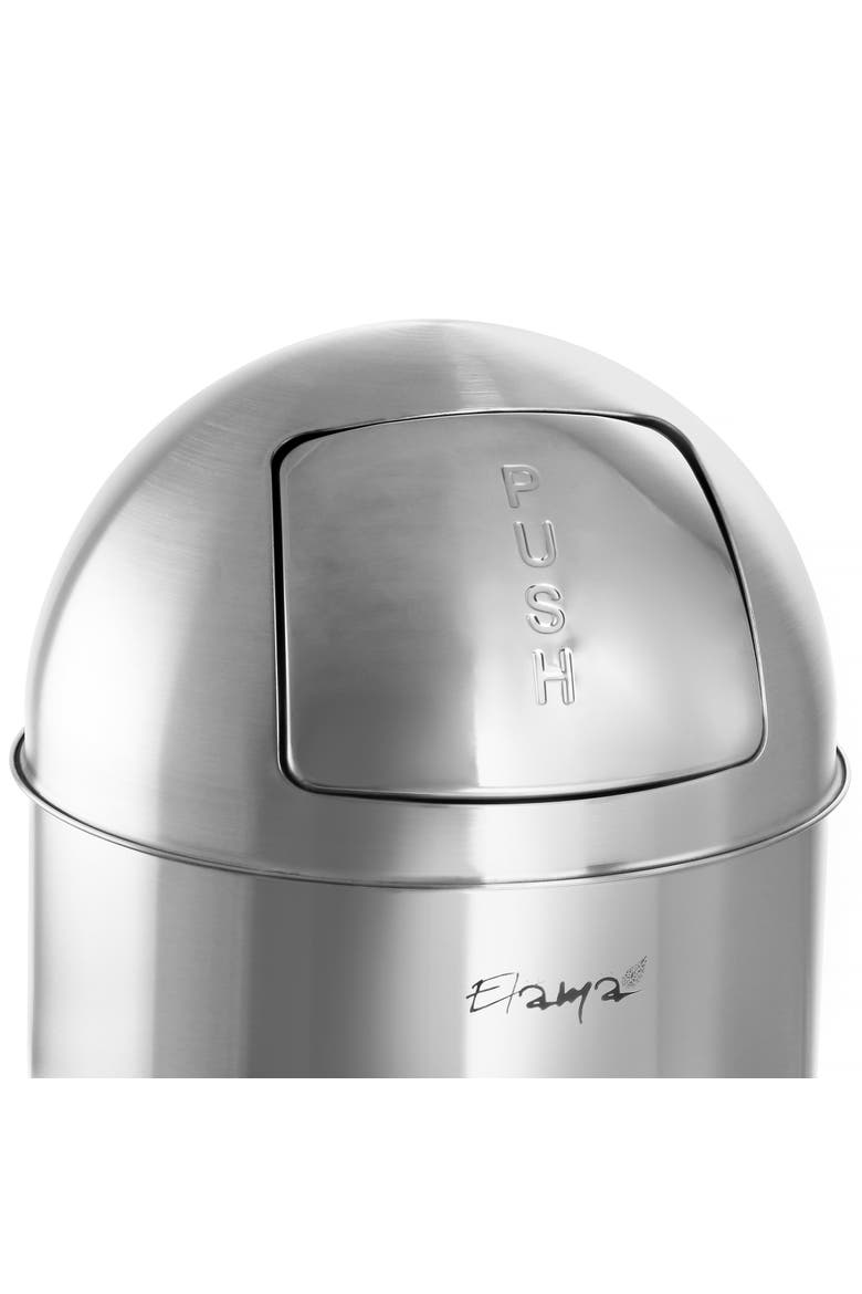 13 Gallon Push Lid Stainless Steel Trash Bin, Alternate, color, Silver