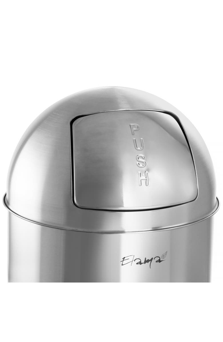 Elama 50 Liter Large 13 Gallon Push Lid Stainless Steel Cylindrical Home and Kitchen Trash Bin, Alternate, color, Silver
