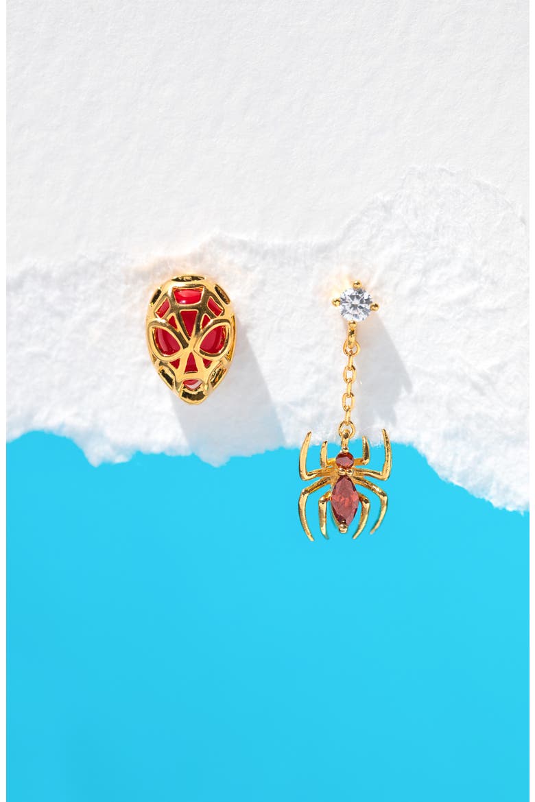 Marvels Spiderman Mismatched Stud Earrings, Alternate, color, GOLD