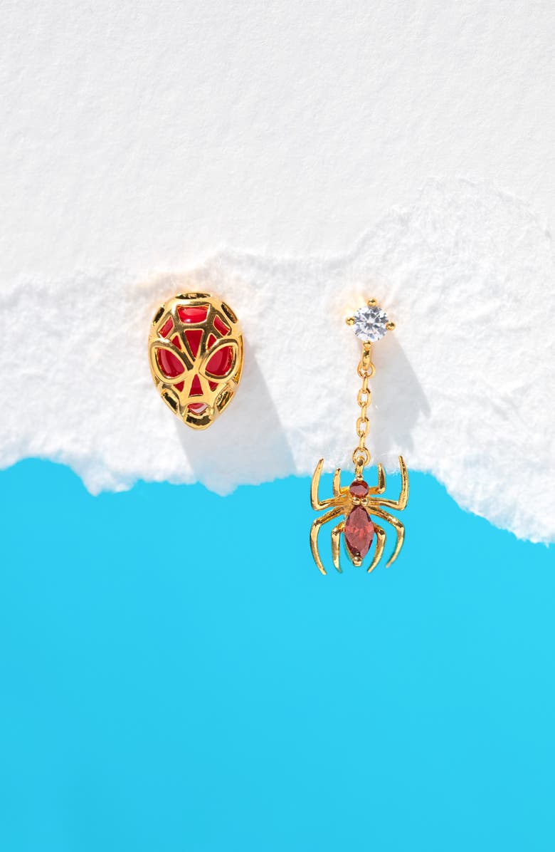Girls Crew Marvels Spiderman Mismatched Stud Earrings, Alternate, color, Gold