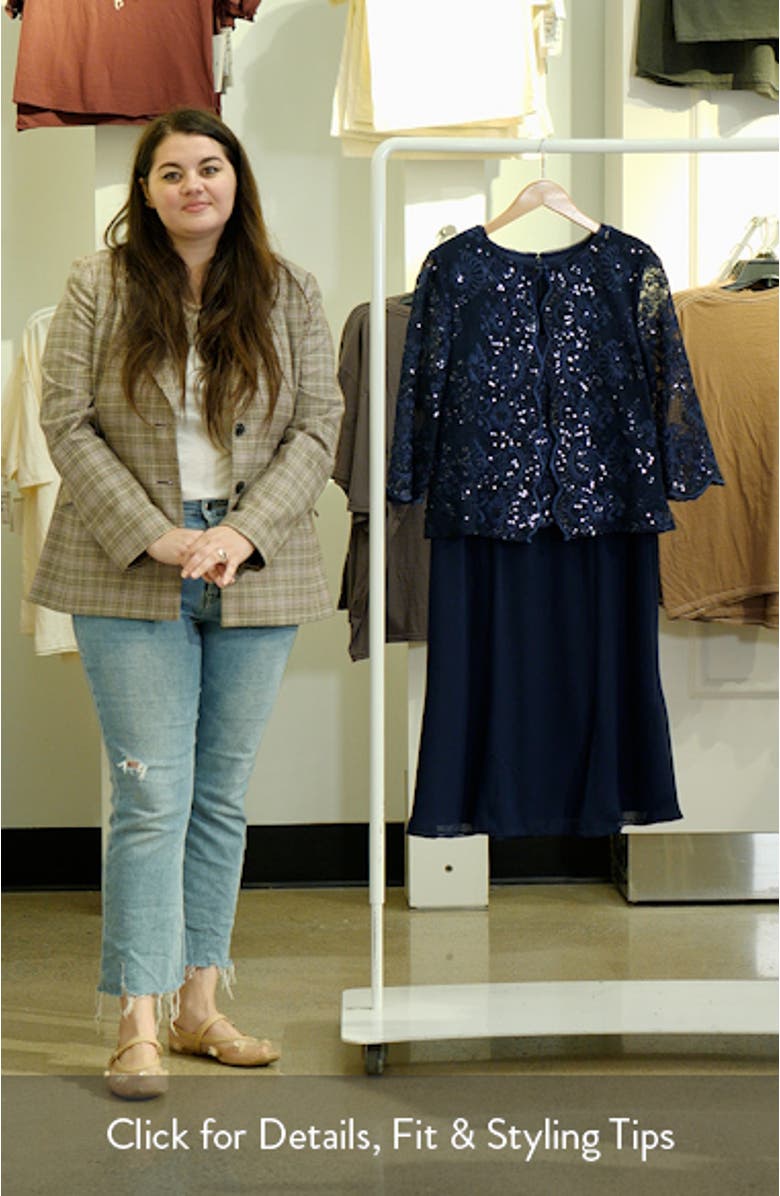 Embroidered Lace & Sequin Mock Cocktail Dress, sales video thumbnail