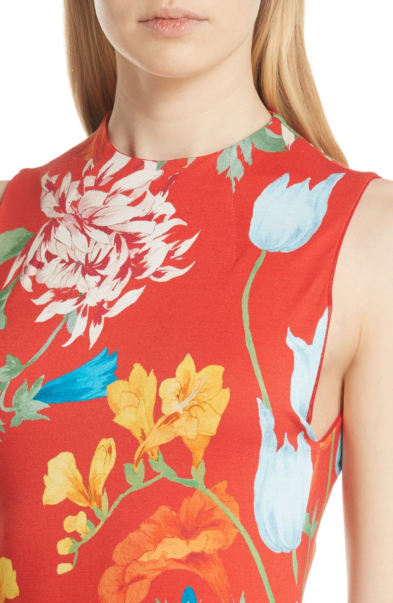 Alice + Olivia Delora Floral Sleeveless Body-Con Dress, Alternate, color, 