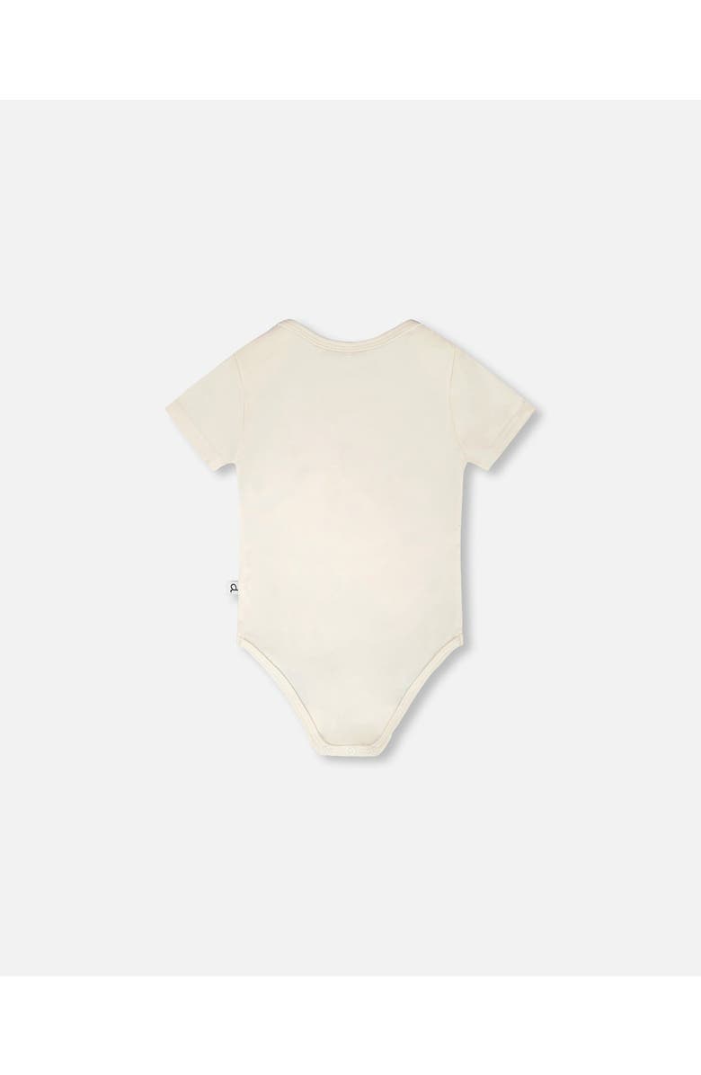 Deux par Deux Short Sleeve Evolutive Organic Cotton Jersey Bodysuit, Alternate, color, White