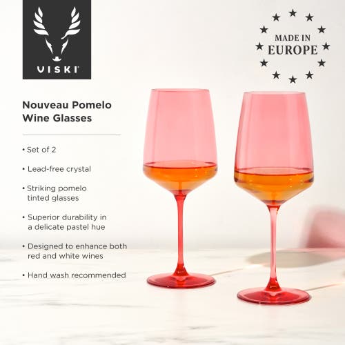 Viski Reserve Nouveau Crystal Wine Glasses Set Of 2