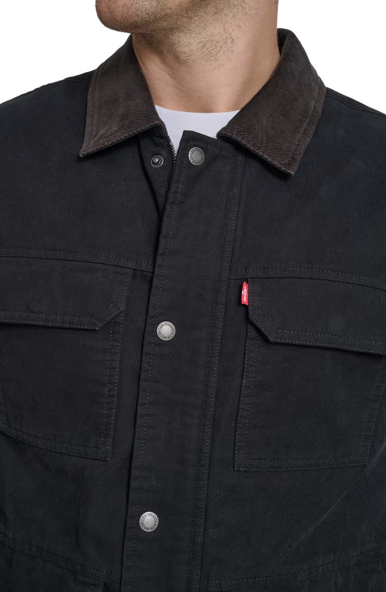 Levi's Corduroy Collar Cotton Canvas Jacket, Alternate, color, Black