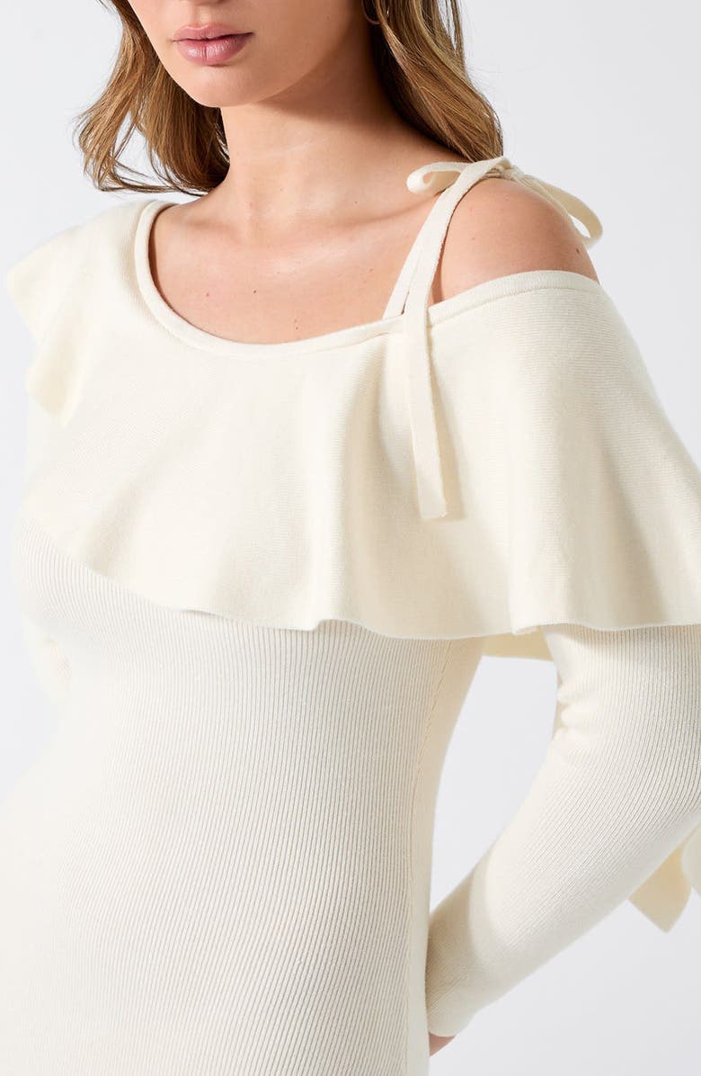 GUESS Ambrosia One-Shoulder Long Sleeve Knit Midi Dress, Alternate, color, Natural