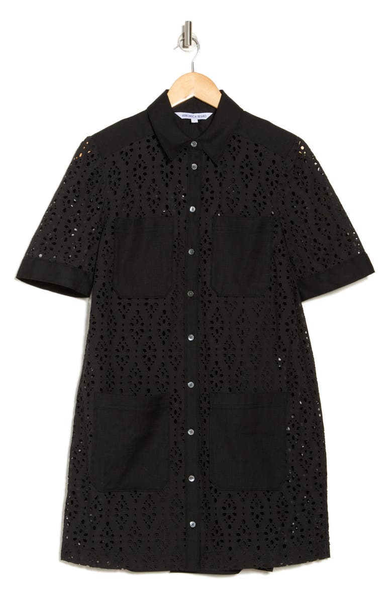 Veronica Beard Rafaela Eyelet Shirtdress, Alternate, color, Black