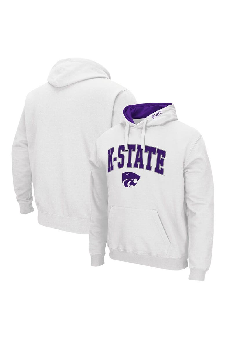Men's Colosseum White Kansas State Wildcats Arch & Logo 3.0 Pullover Hoodie, Main, color, White