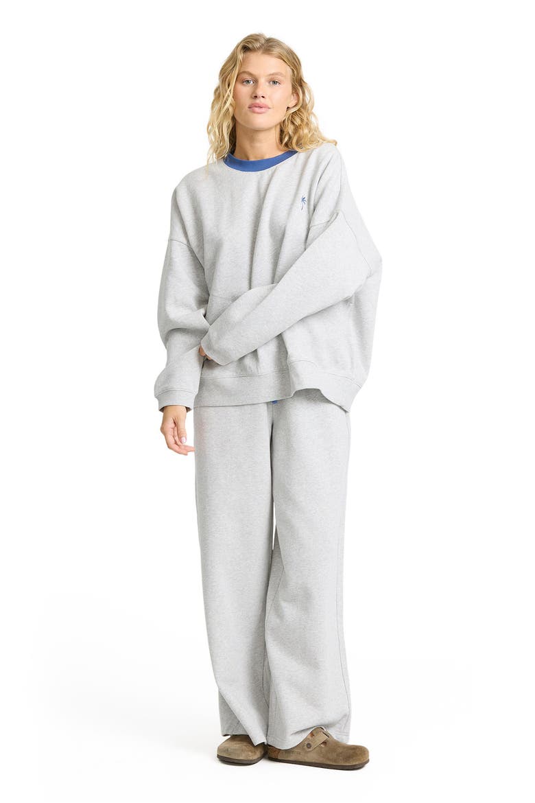 Sunset Palm Crewneck Sweatshirt, Alternate, color, HEATHER GRAY