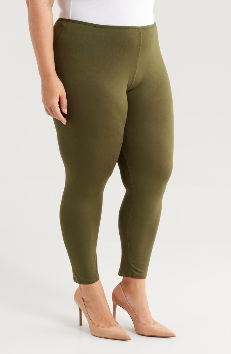 24seven Comfort Apparel Comfortable Ankle Leggings, Alternate, color, Olive
