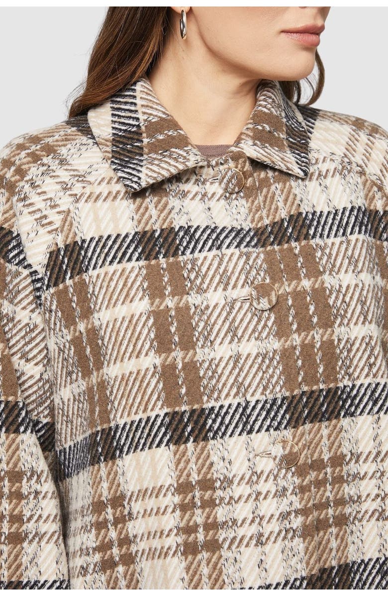 Wallis Button Through Check Coat, Alternate, color, Brown