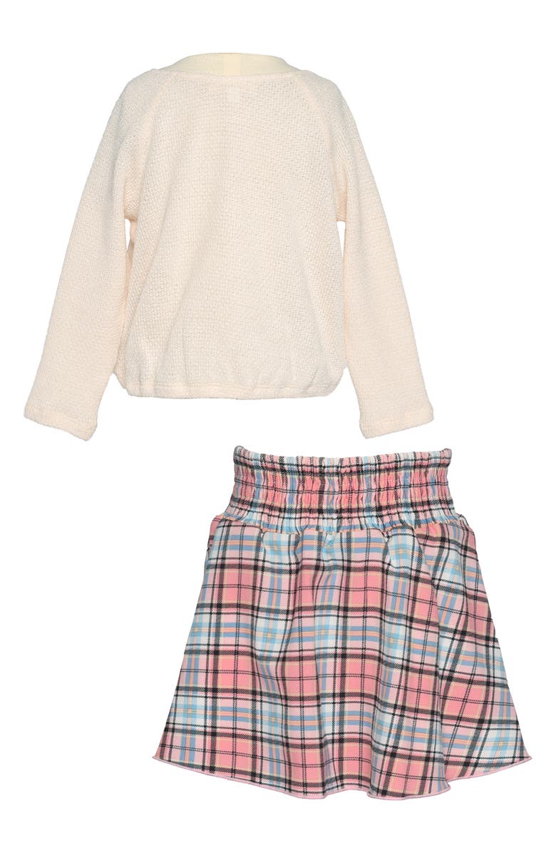 Truly Me Kids' Heart Sweatshirt & Plaid Skirt, Alternate, color, Natural Multi