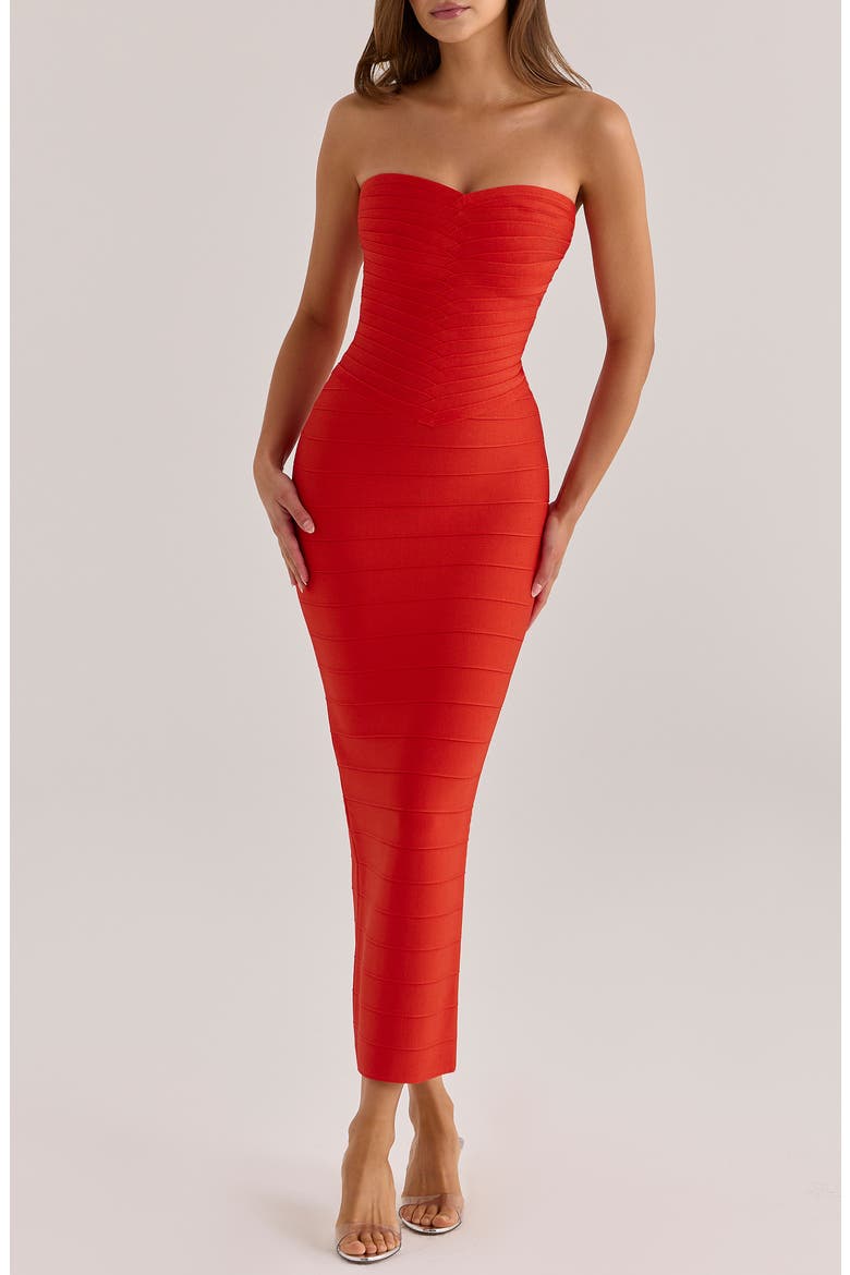 The Sweetheart Strapless Bandage Dress, Main, color, RED