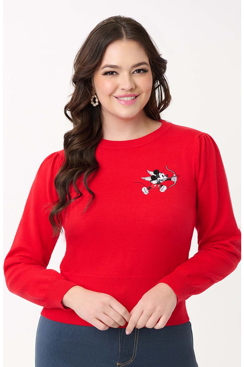 Embroidered Long Sleeve Sweater, Main, color, Red