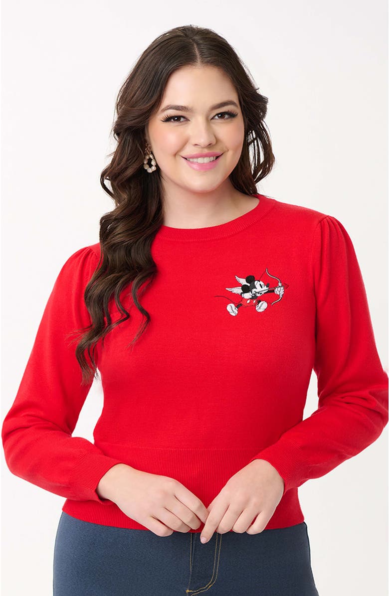 Unique Vintage Embroidered Long Sleeve Sweater, Main, color, Red
