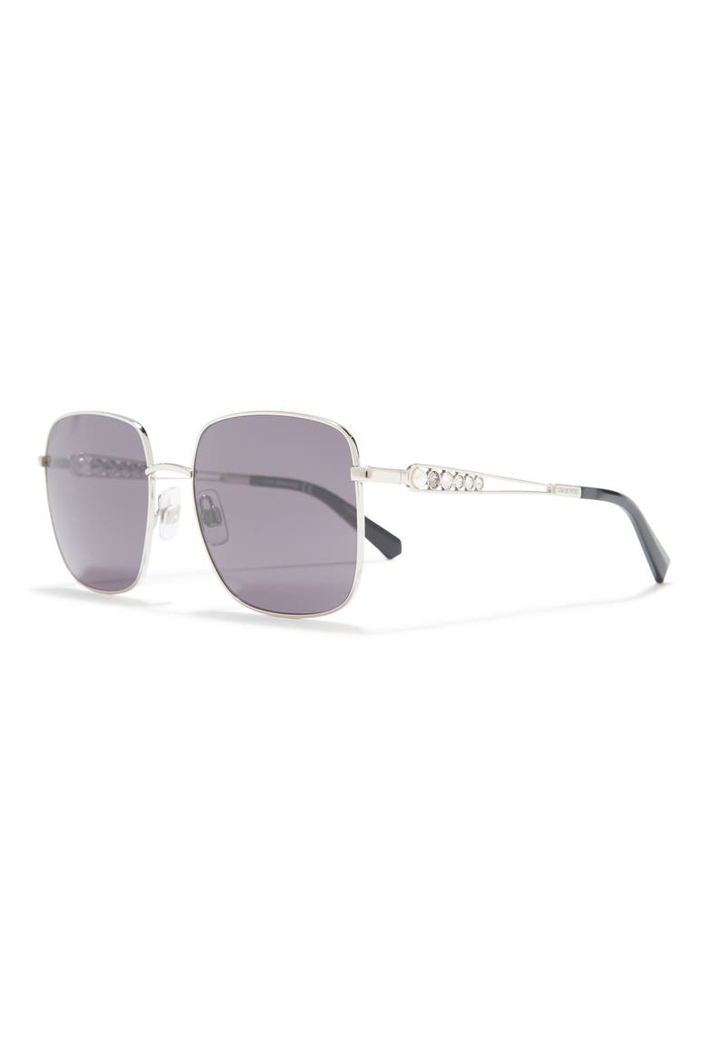 56mm Square Sunglasses, Alternate, color, SHINY PALLADIUM / SMOKE