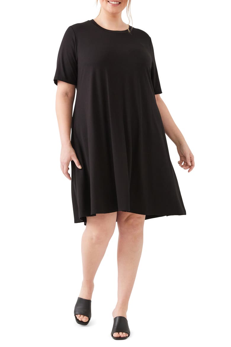 A-Line Jersey Minidress, Main, color, BLACK