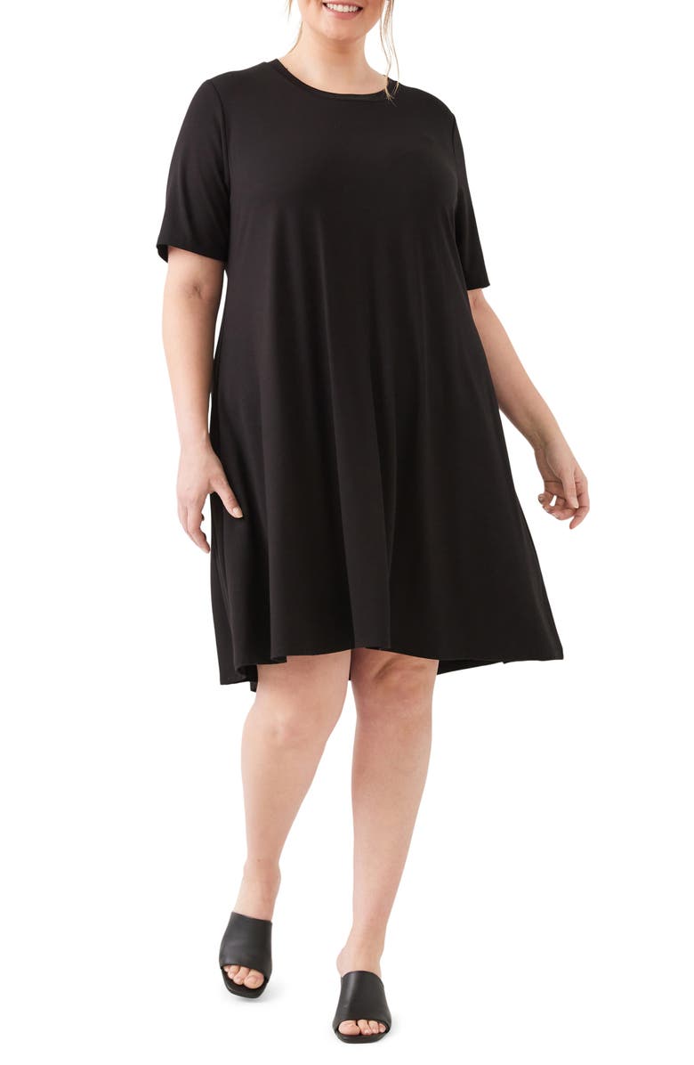 Karen Kane A-Line Jersey Minidress, Main, color, Black
