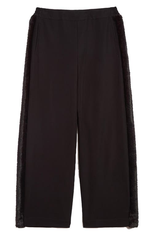 Apparis Ivy Stretch Crepe Pants With Faux Fur Trim In Black