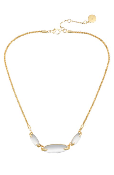 Crystal Sculpted Bar Gold- Necklace
