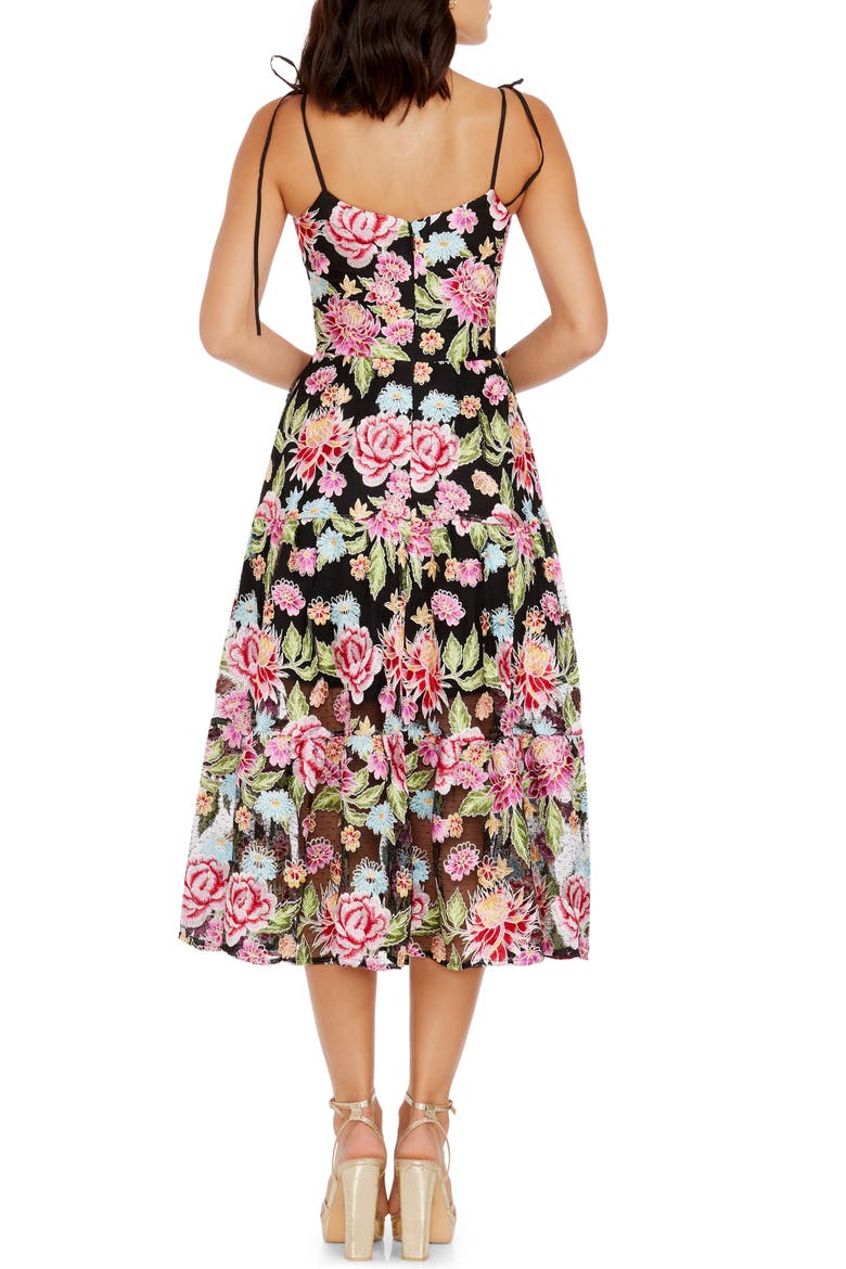 Dream Floral Embroidered Lace Midi Dress, Alternate, color, PINK ROSE MULTI