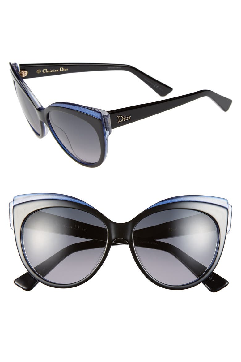 'Glisten 1' 56mm Cat Eye Sunglasses, Main, color, BLACK/ BLUE