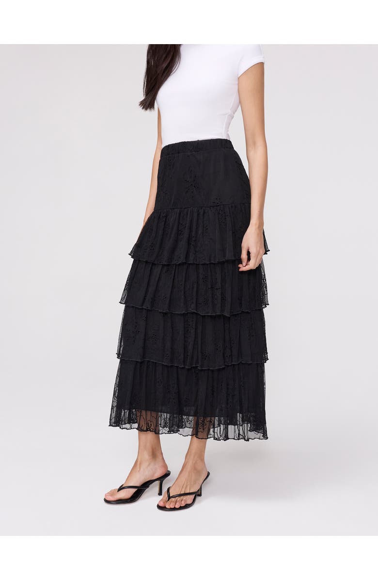 Finery London Elisa Mesh Midi Tiered Skirt, Alternate, color, Black