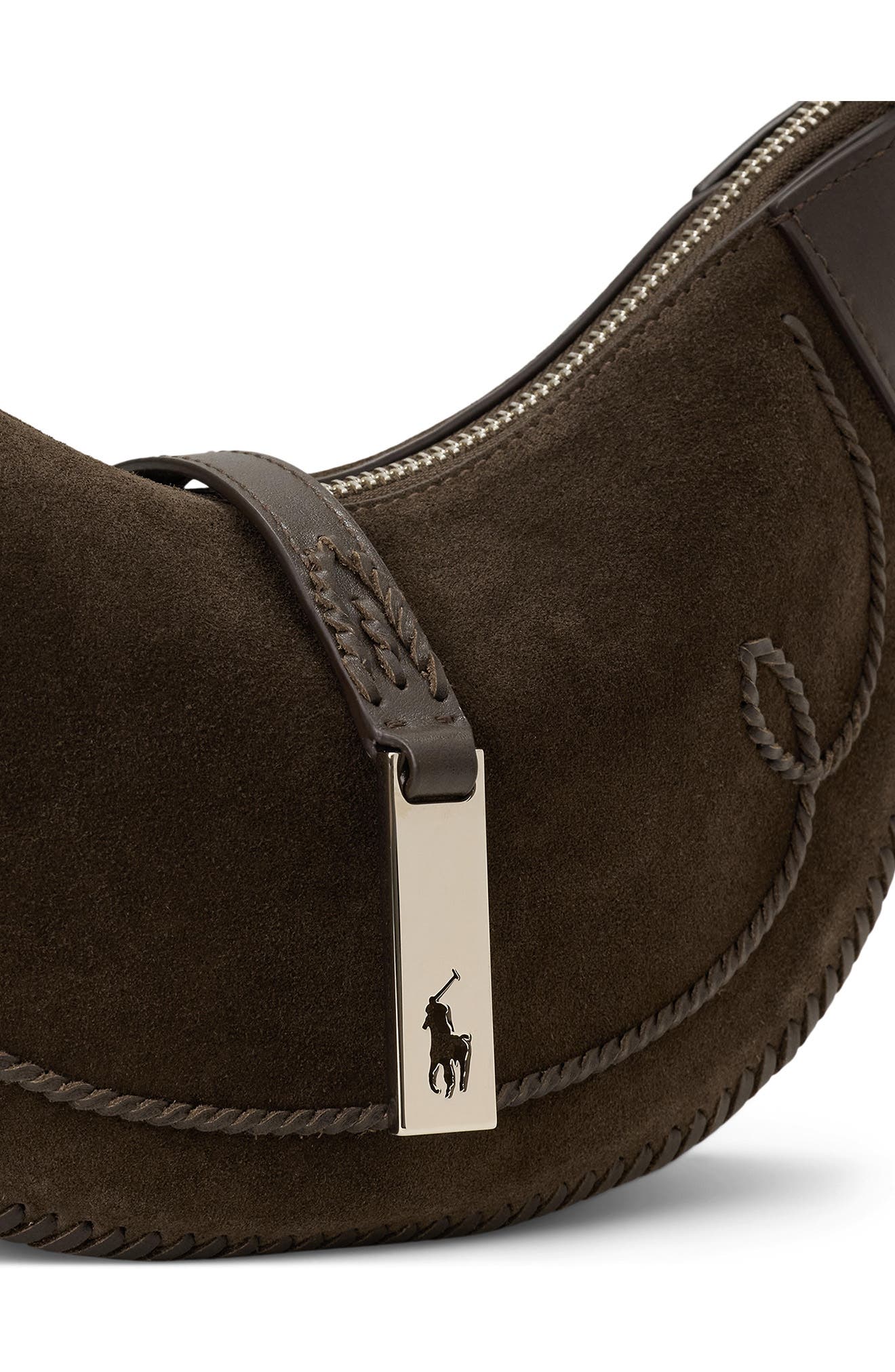 Mini Polo ID Whipstitch Suede & Leather Shoulder Bag, Alternate, color, CHOCOLATE/TOBACCO