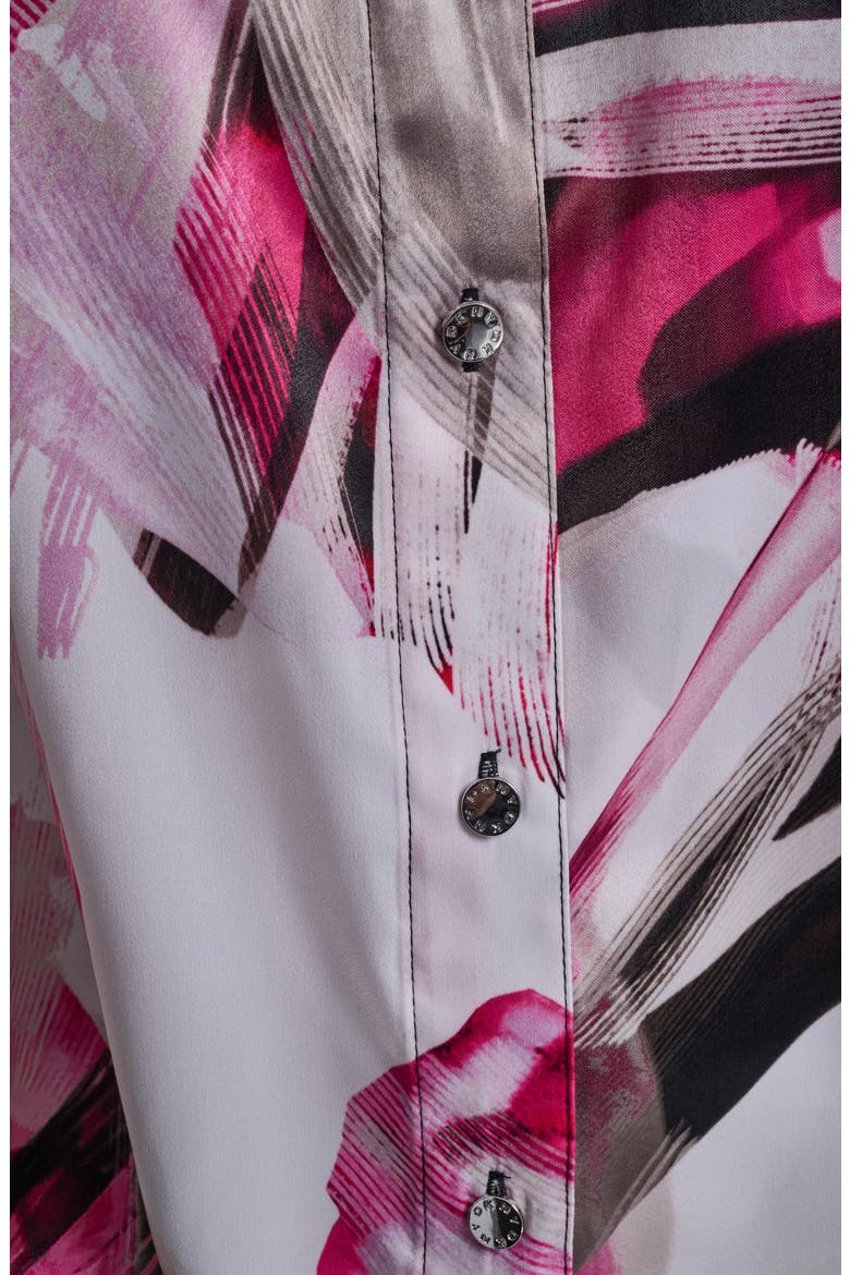 Lantern Sleeve Satin Button-Up Shirt, Alternate, color, SPRING WISPS