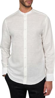 Brooklyn Brigade Slim Fit Solid Linen Cotton Long Sleeve Shirt