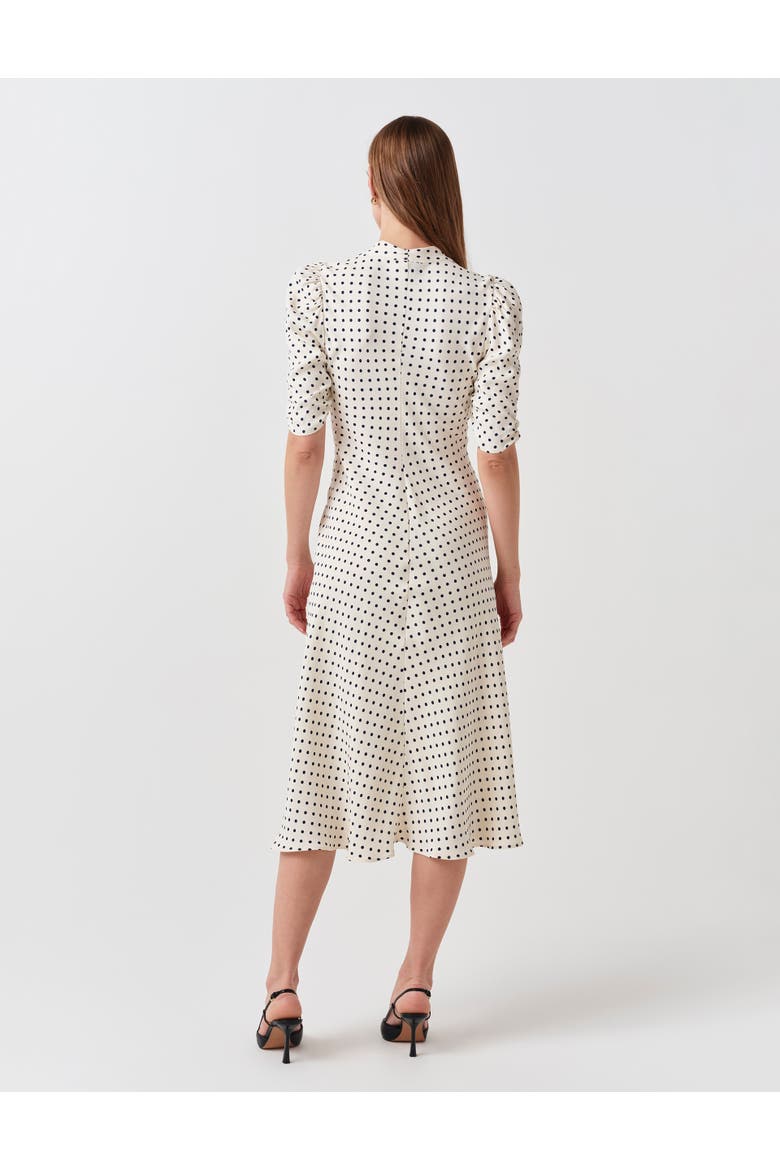 Mia Crepe Polka Dot V-Neck Midi Dress, Alternate, color, Ivory Spot
