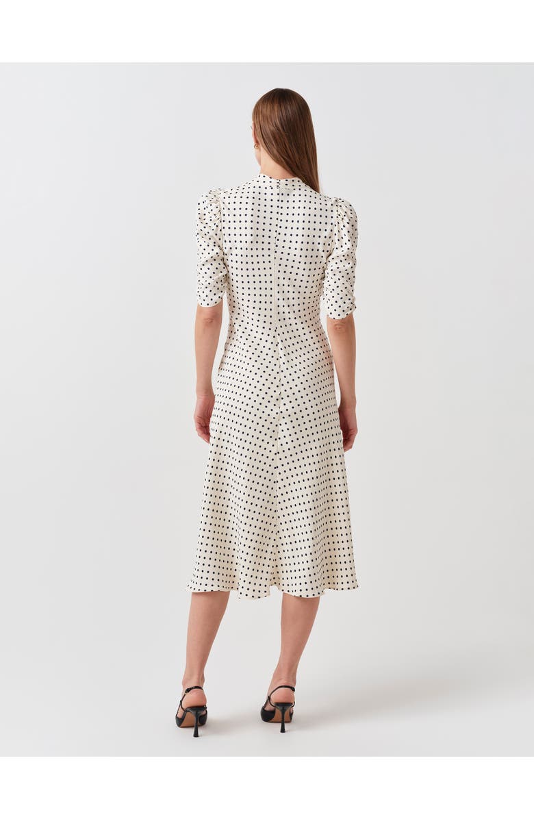 Ghost London Mia Crepe Polka Dot V-Neck Midi Dress, Alternate, color, Ivory Spot