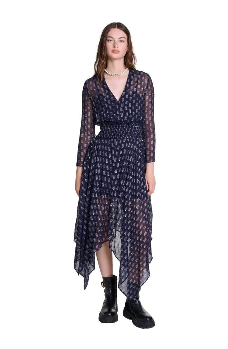 maje Asymmetrical floral maxi dress, Main, color, 