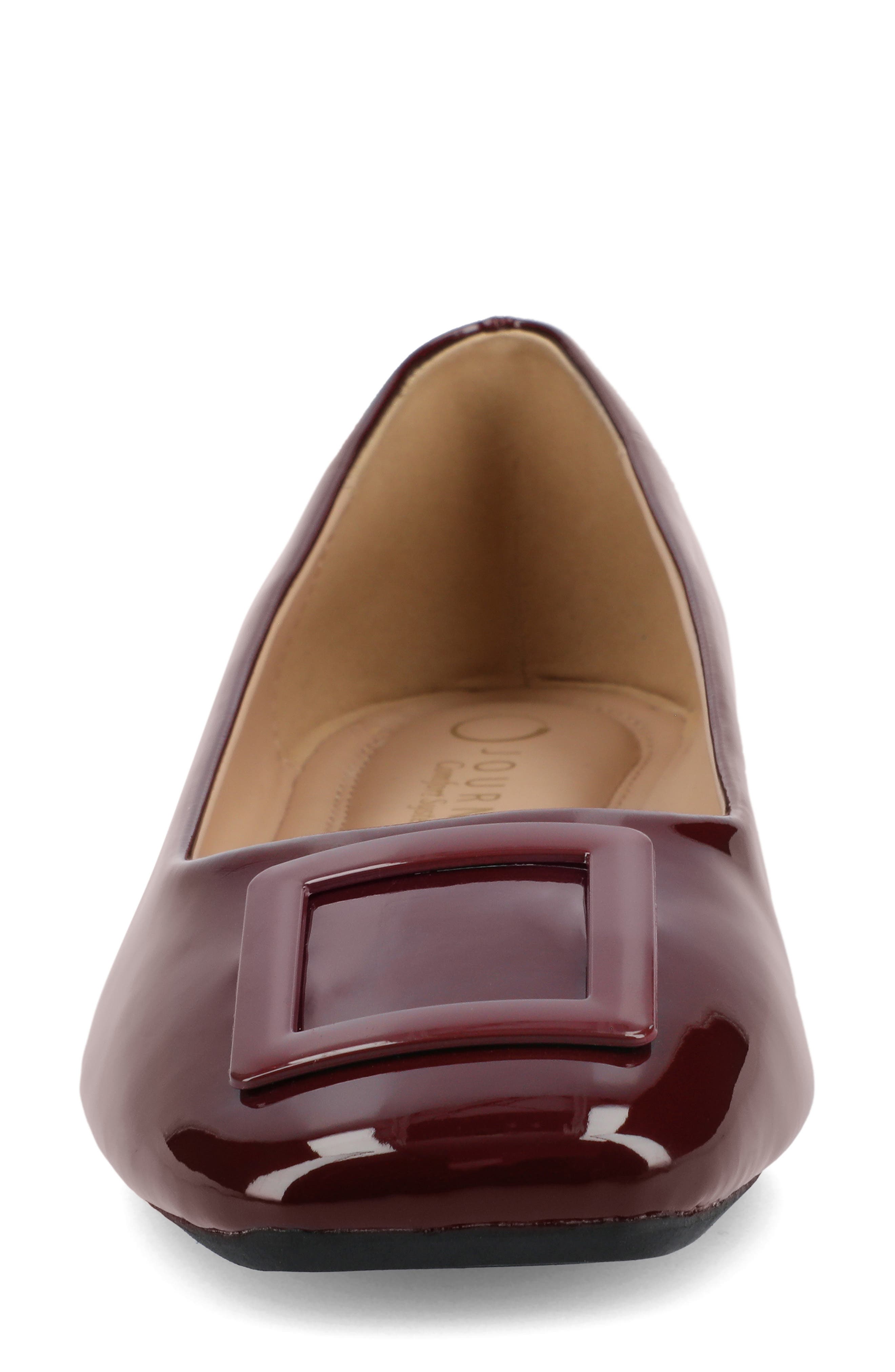 Zimia Square Buckle Flat, Alternate, color, OXBLOOD