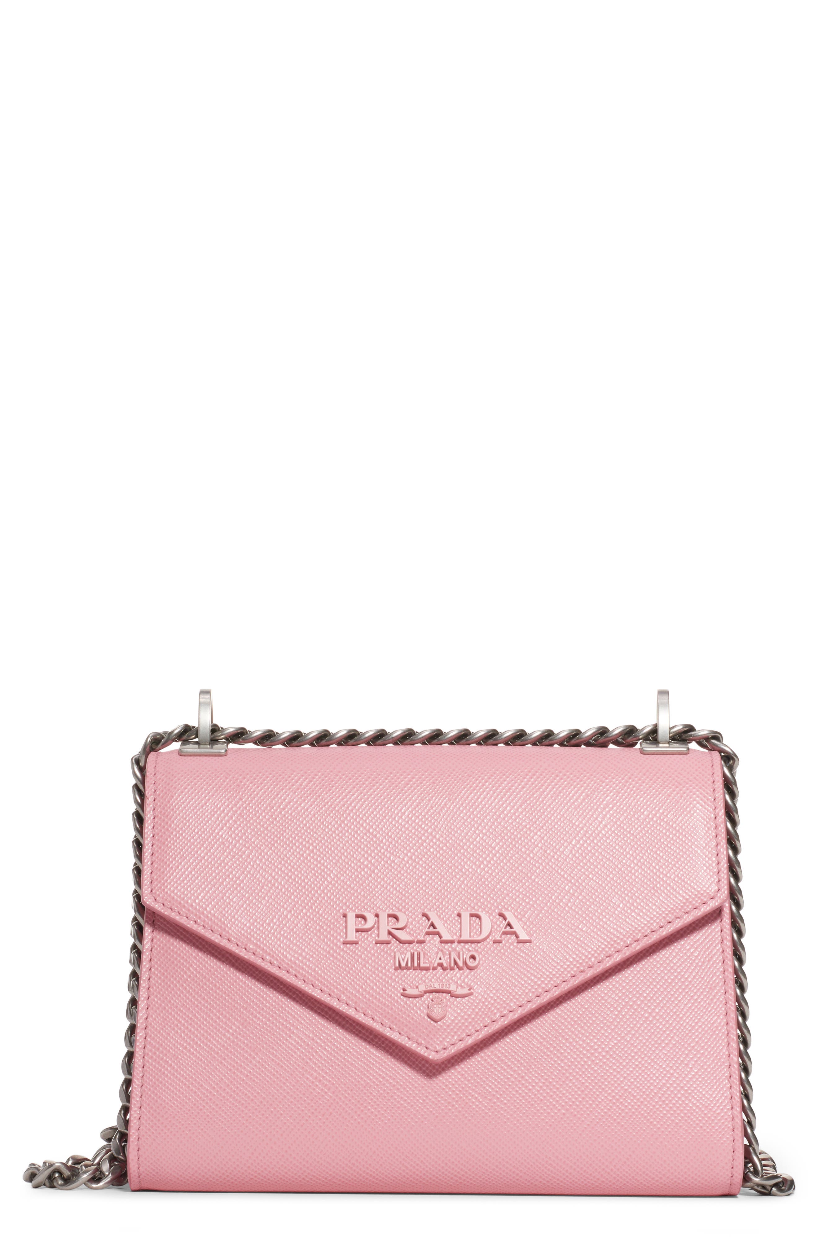 Prada Monochrome Saffiano Leather Shoulder Bag, Main, color, 