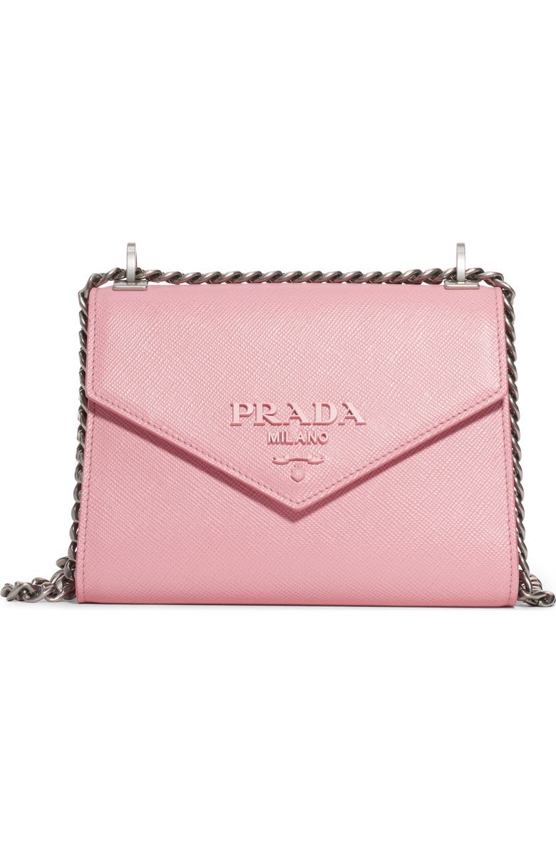 Prada Monochrome Saffiano Leather Shoulder Bag, Main, color,