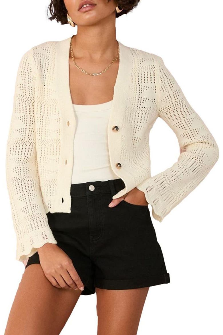 Open Stitch Cardigan, Main, color, CREAM
