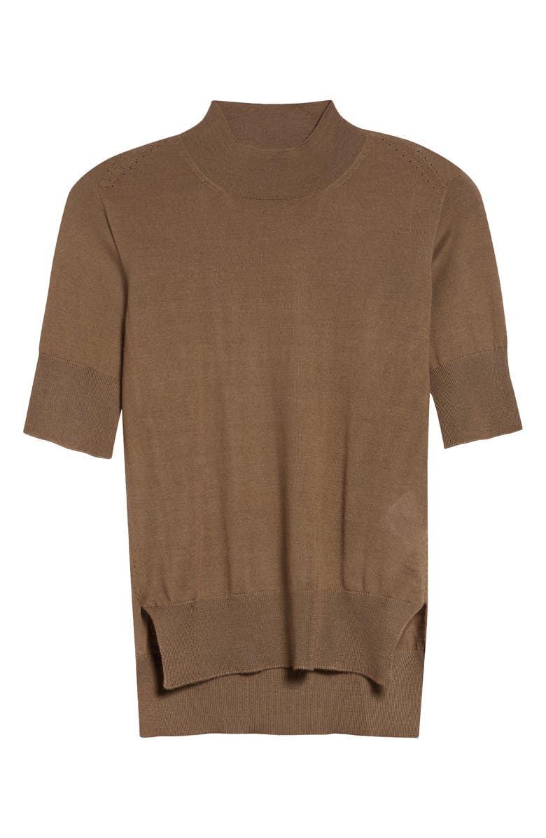 Jil Sander Fine Knit Short Sleeve Cashmere, Virgin Wool & Silk Sweater, Main, color, Sand