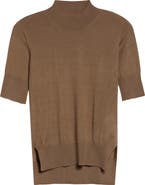 Jil Sander Fine Knit Short Sleeve Cashmere, Virgin Wool & Silk Sweater