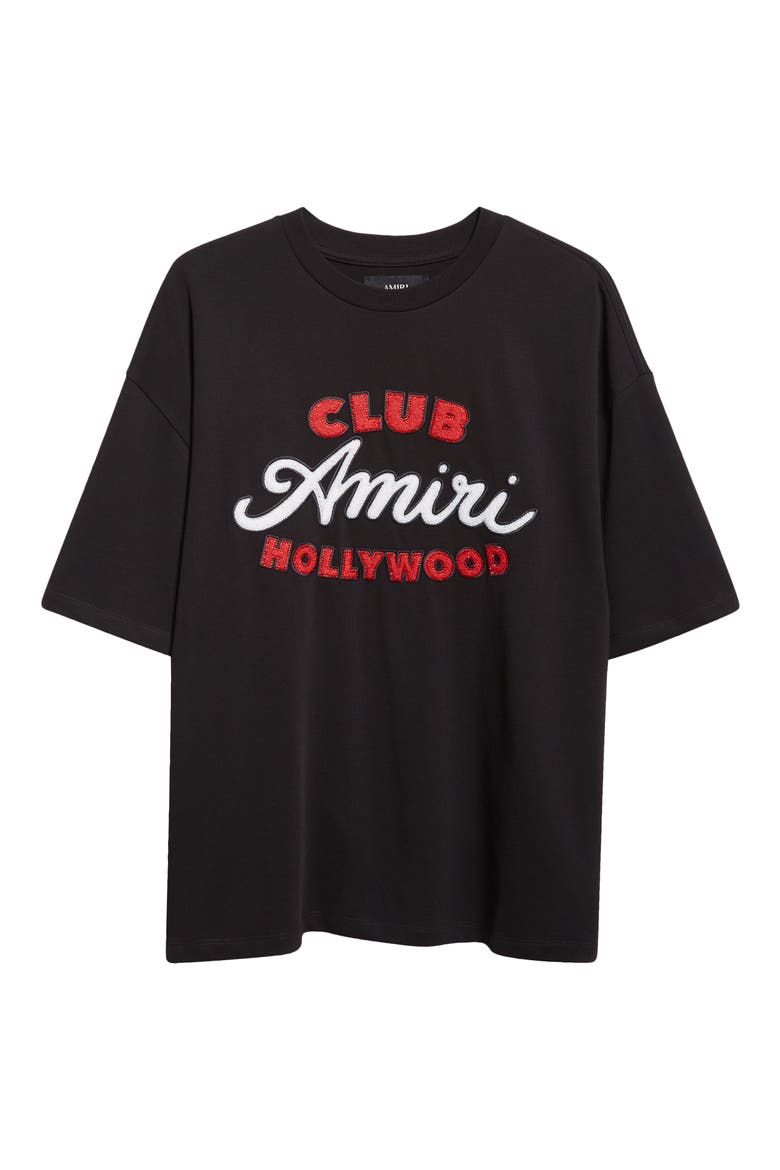 Oversize Crystal Embellished Club Amiri Appliqué T-Shirt, Alternate, color, BLACK