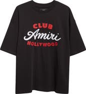 AMIRI Oversize Crystal Embellished Club Amiri Appliqué T-Shirt