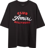 AMIRI Oversize Crystal Embellished Club Amiri Appliqué T-Shirt