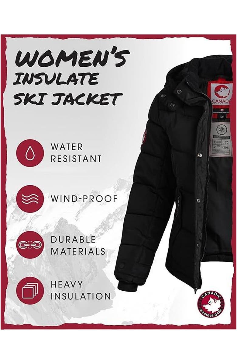 CANADA WEATHER GEAR Women's Quilted Winter Jacket, Alternate, color, Black