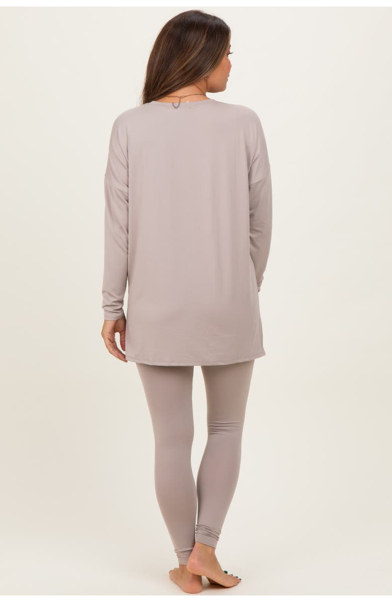 PinkBlush Brushed Knit Oversized Top and Legging Set, Alternate, color, Taupe