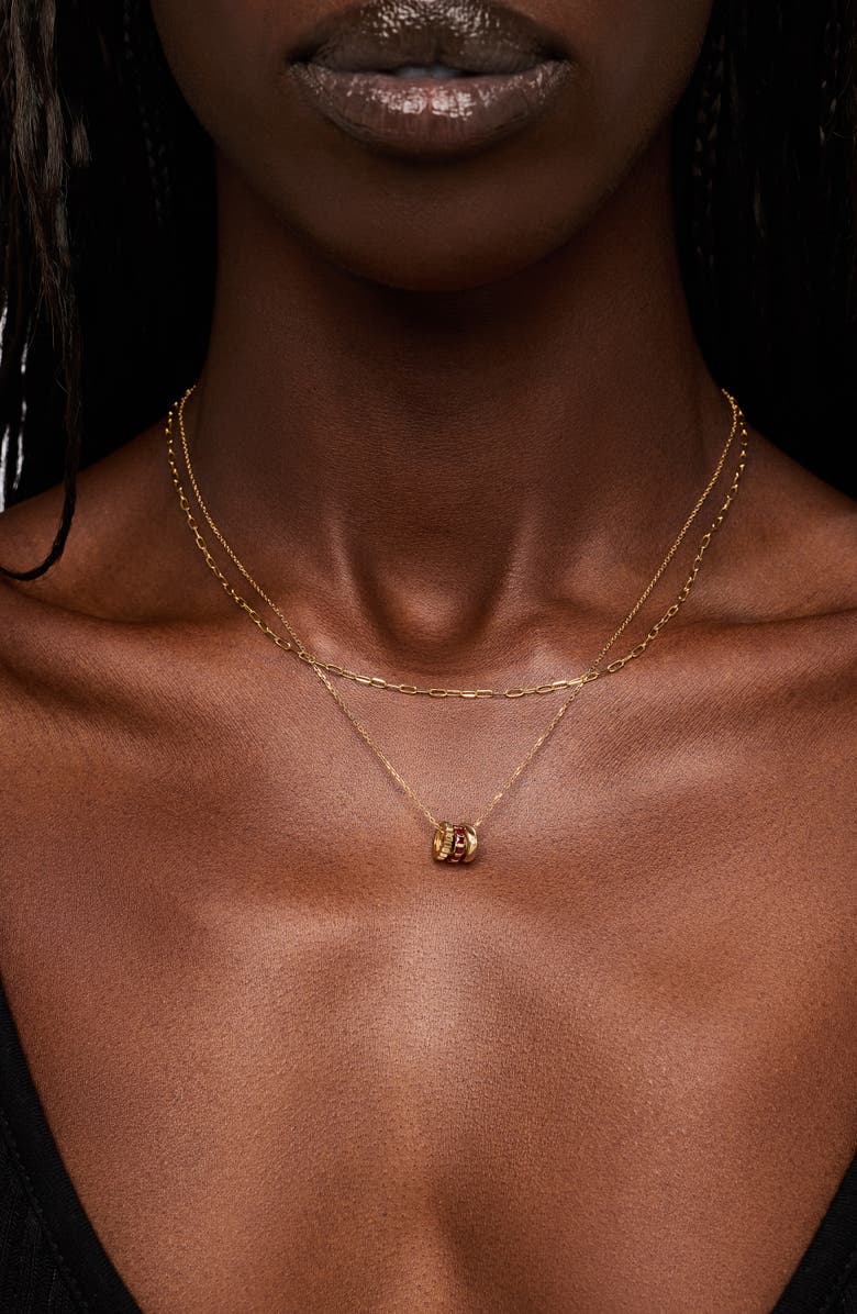 Ana Luisa Solid Yellow Gold - Ruby Zeno Charm Necklace, Alternate, color, Gold