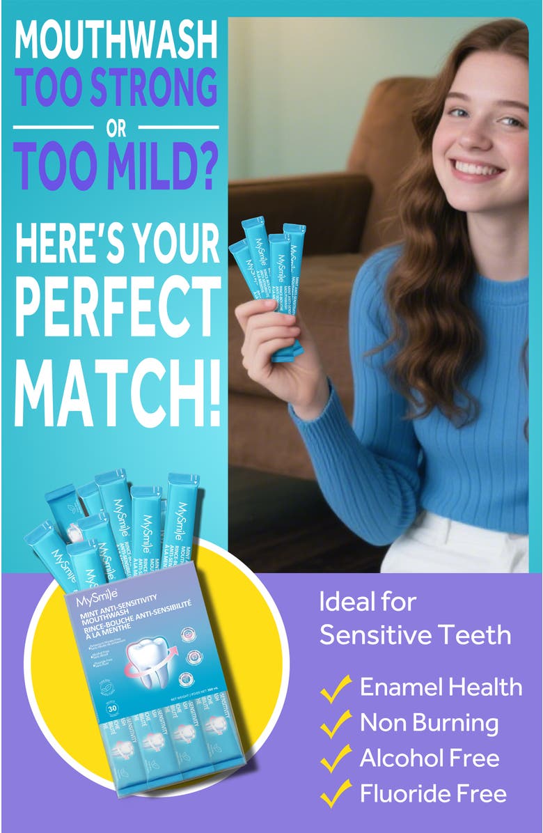 MySmile Nano-Hydroxyapatite Portable Mouthwash for Sensitive Teeth, Alternate, color, Light Blue