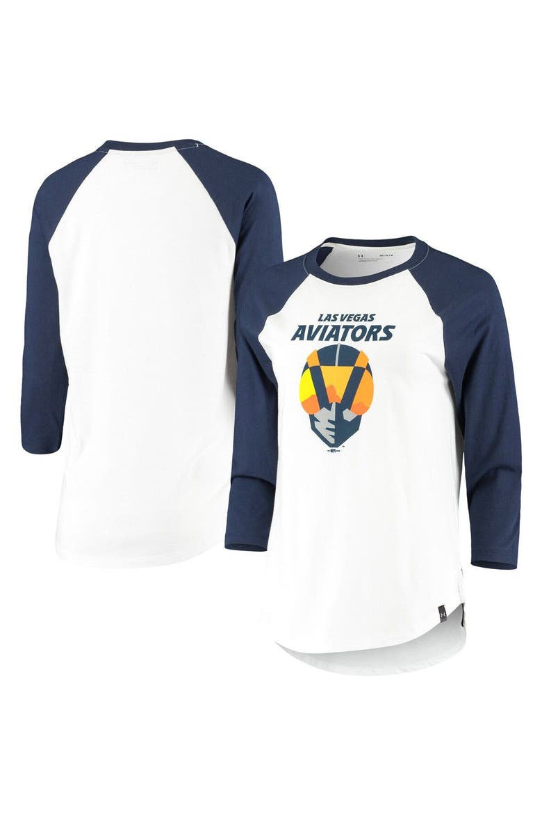 Women's Under Armour Navy/White Las Vegas Aviators Three-Quarter Sleeve Baseball T-Shirt, Main, color, Navy
