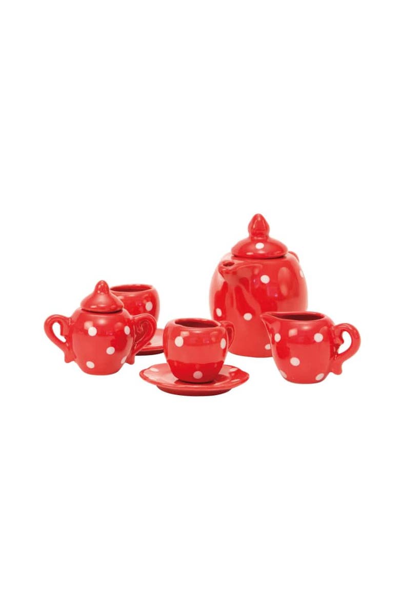 Moulin Roty Suitcase Tea Party Ceramic Set The Big Family, Alternate, color, Red